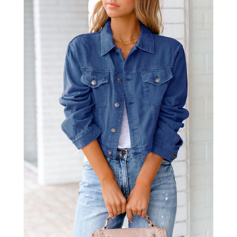 Giacca di Jeans e Top a Manica Lunga da Donna per Primavera e Autunno