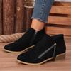 Large size winter new round head European and American fashion retro side zipper round head thick heel short boots women's boots spot