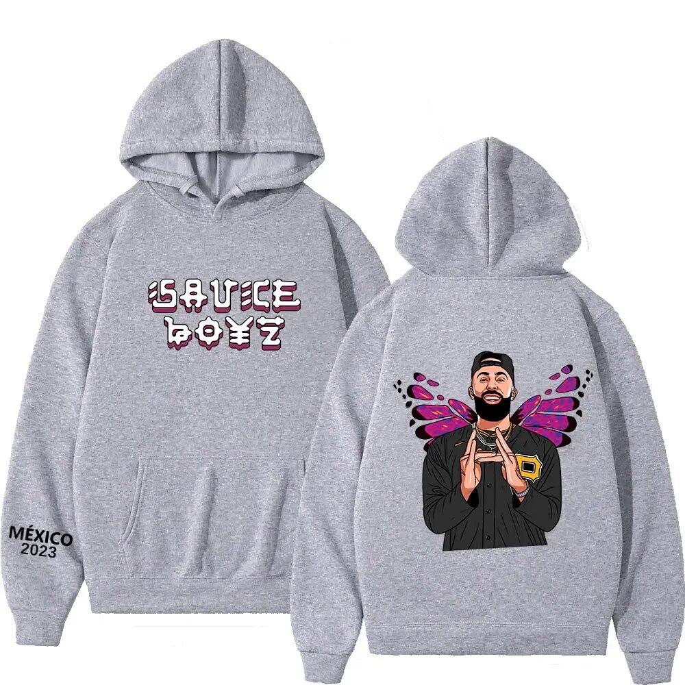Rapper Eladio Carrion Hoodie Sauce Boyz Monarca Print Hoodies Unisex's Long Sleeve Oversized Sweatshirts Harajuku Streetwear Unisex