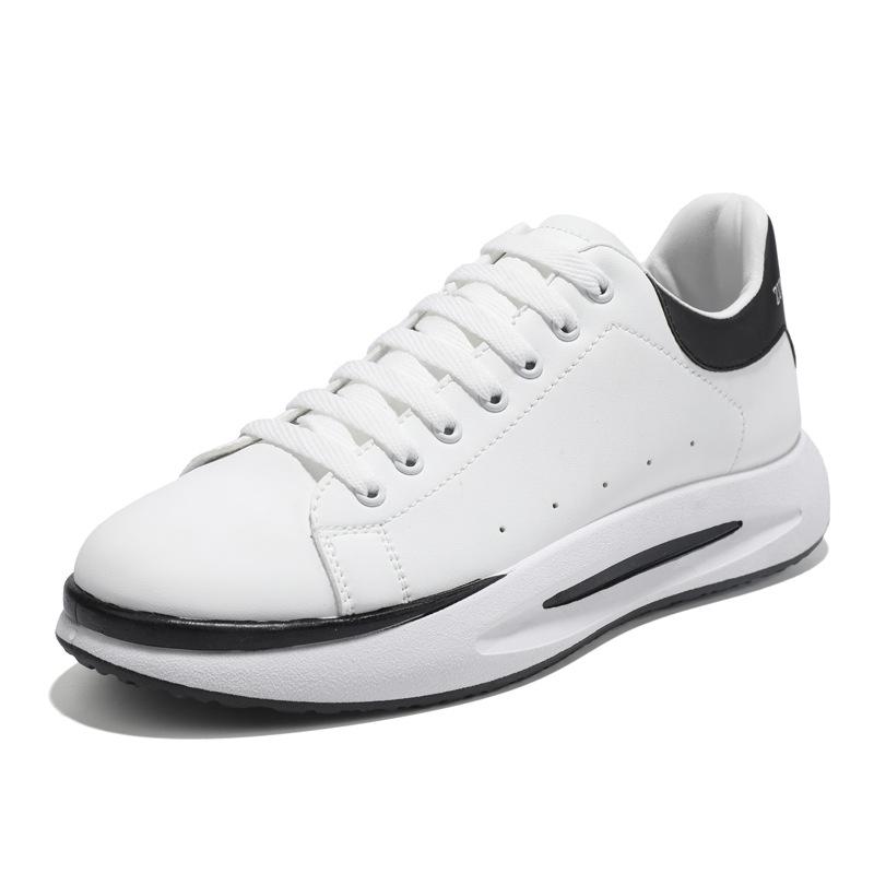 Leather casual shoes men's low-top lace-up men's shoes soft-soled sports shoes fashion trend white shoes
