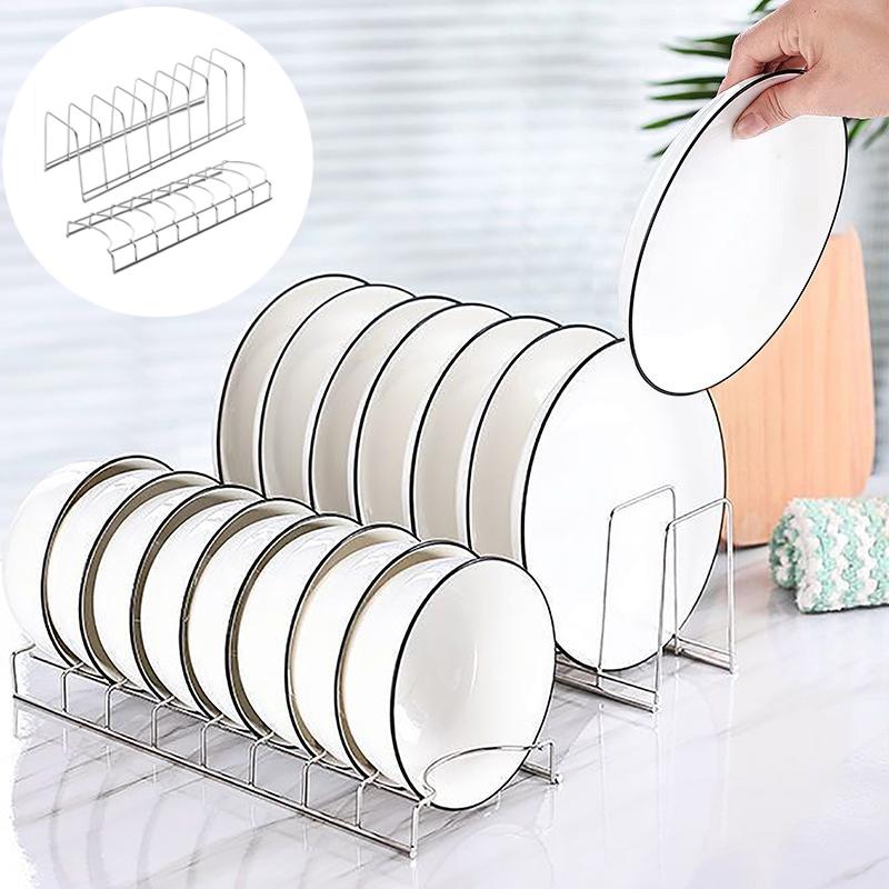 Stainless Steel Dish Draining Rack Kitchen Pot Lid Plates Storage Racks Multipurpose Shelf Bowl Drying Holder Kitchen Organizer