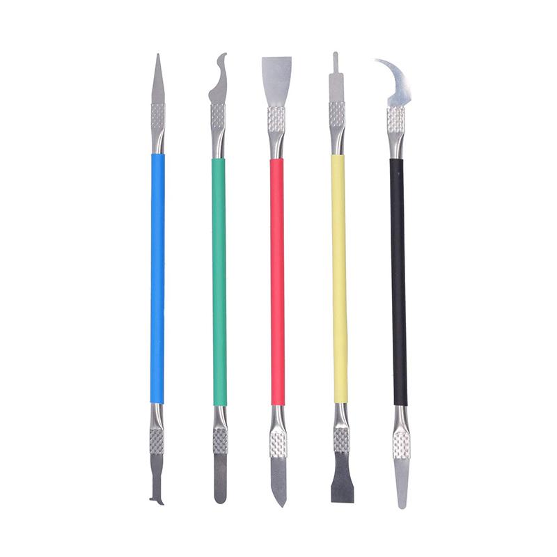 5pcs Dual Ends Metal Spudger Set, Professional Pry Opening Spudger, Mainboard Chip Disassemble Removal Accessories Kit