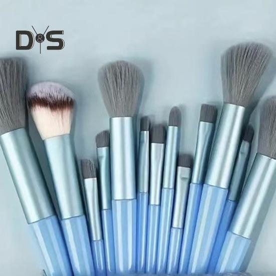 13Pcs/Set Makeup Brush Kit Portable Professional Foundation Loose Powder Blush Eyeshadow Concealer Lip Eyebrow Blending Cosmetic Brush Tools