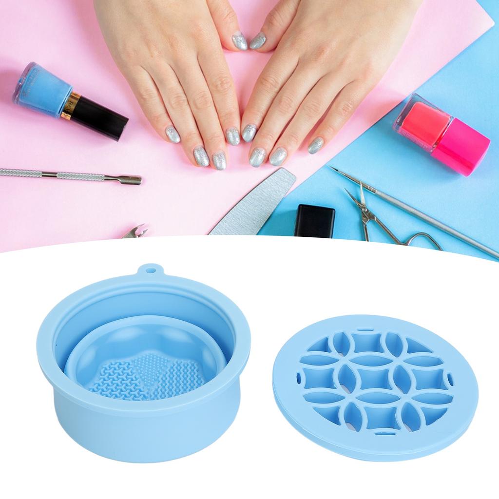 2 in 1 Makeup Brush Cleaning Mat with Brush Drying Rack Folding Space Saving Cosmetic Brush Cleaner Bowl