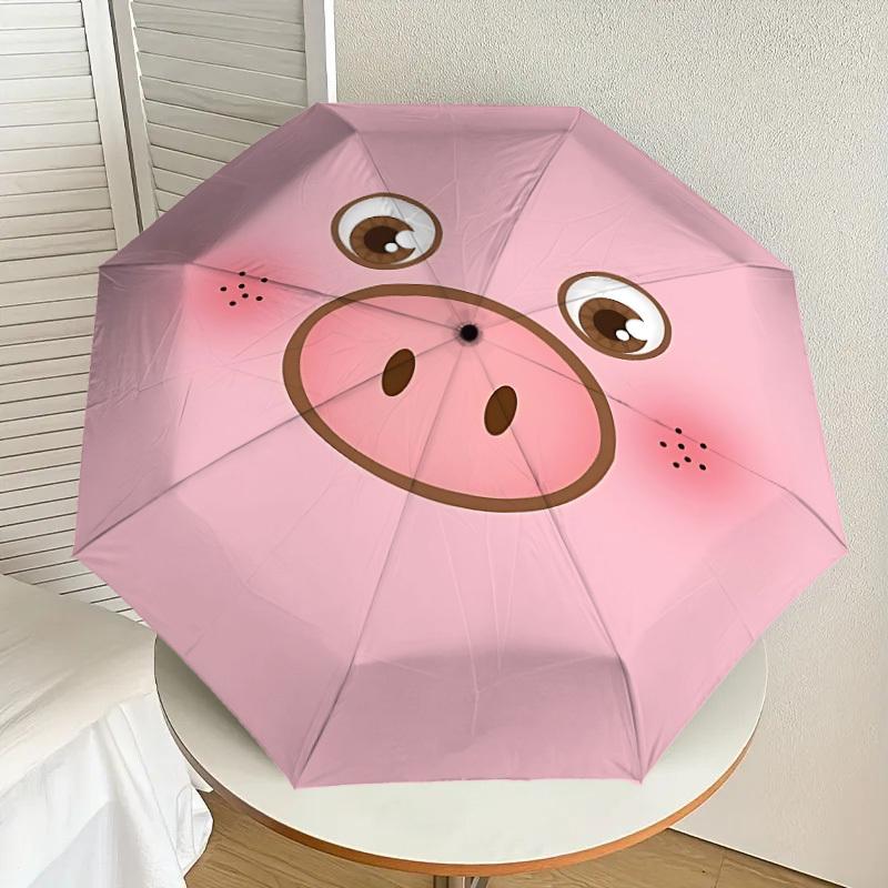 1 Stück Schweinchengesicht-Regenschirm - 8 Rippen verstärkt, Automatisches Öffnen, Leicht & Langlebig, Niedliches Modeaccessoire für Draußen - P169