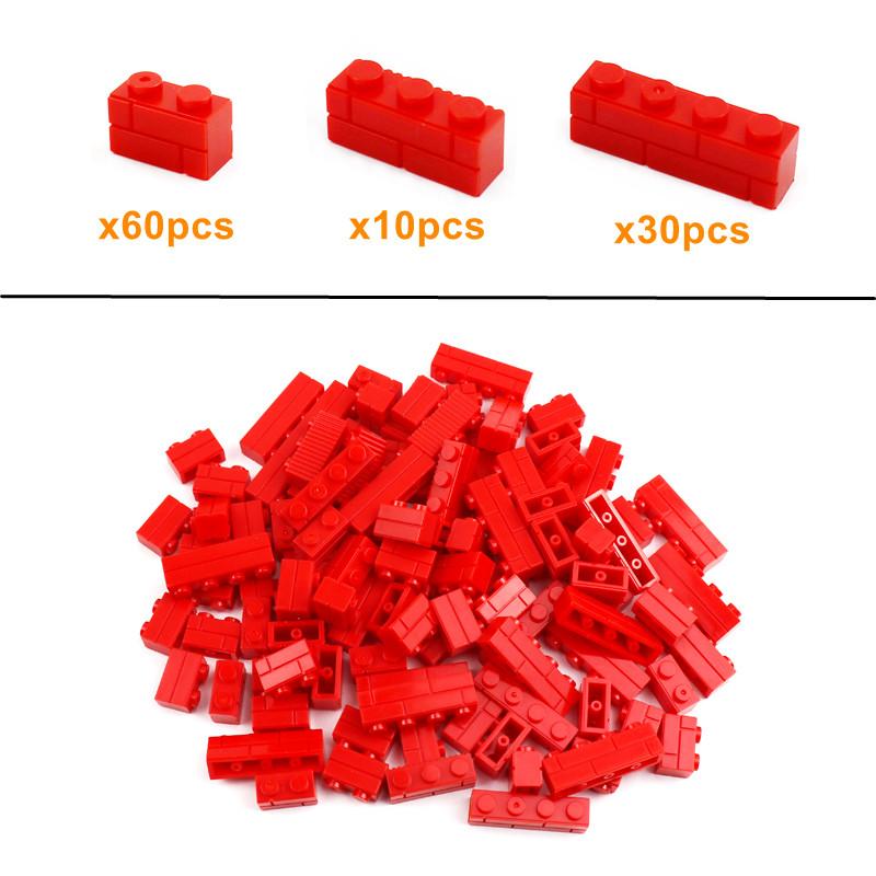 100pcs MOC Bricks 1x2 1x3 1x4 Wall Cube Houses Building Blocks City Created Accessories Assembles Small Particles DIY Boys Toy