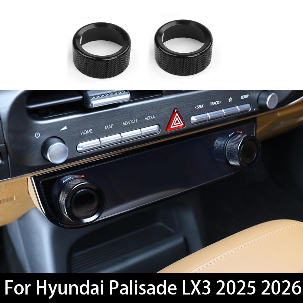 For Hyundai Palisade LX3 2025 2026 Accessories One Pair Aluminum Red Blue Black Interior Air Conditional Konb Ring Trim Cover
