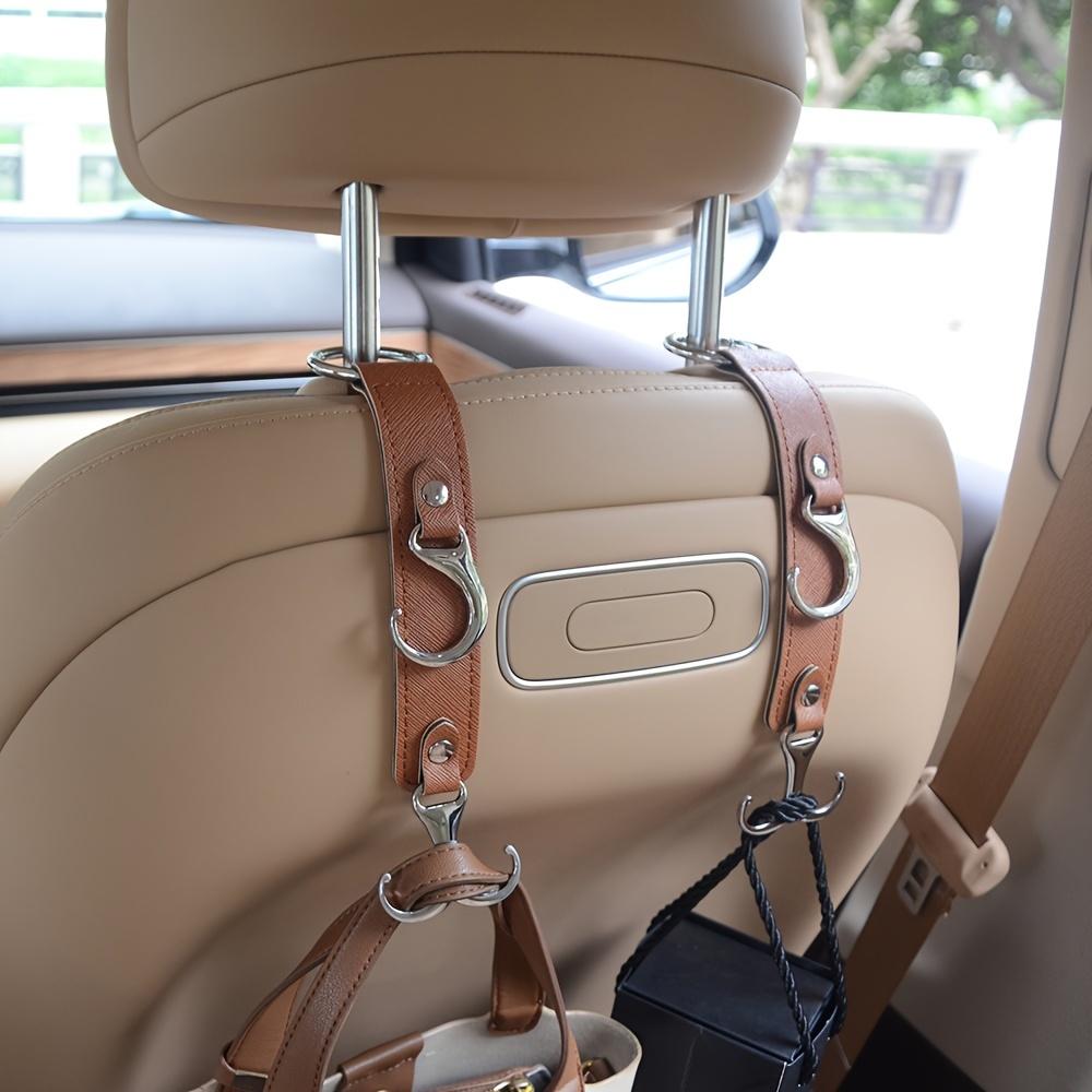 2 PU Leather Car Seat Back Hooks - Multi-functional Car Headrest Hanger, Suitable for Grocery Bags, Coats, Umbrellas, Handbags-car Seat Storage Boxes