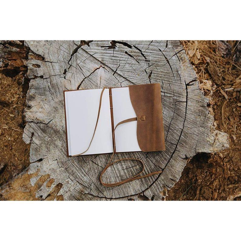 Antique Dark Brown III Leather Journal Diary (Handmade) with leather tie closure - Leather Cord Coptic