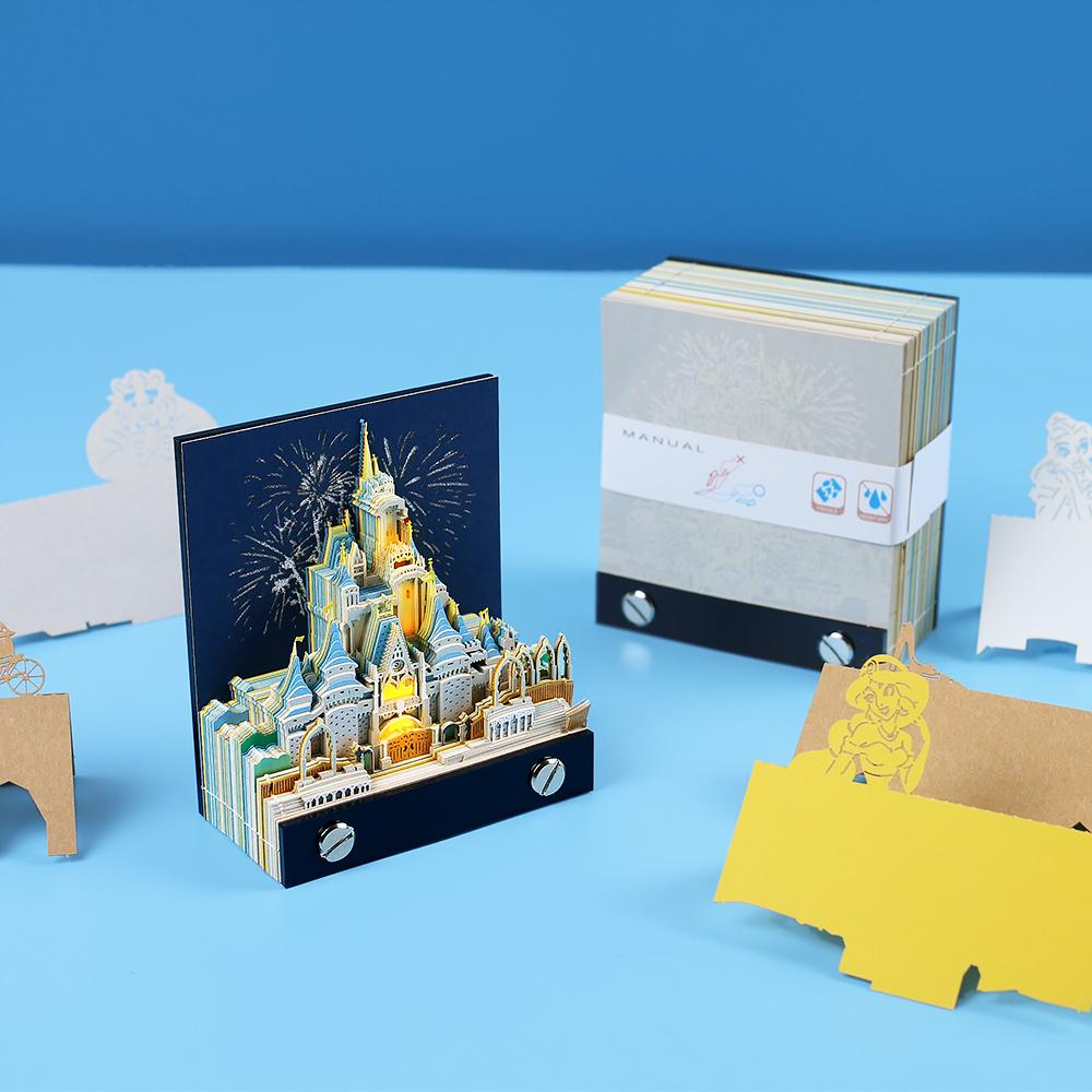 Fairytale Castle Model Princess Cinderella Castle Snow White 3D Memo Pad Paper Crafts Notes Paper Pad for Children Holiday Gifts