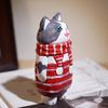 Christmas Decorations Wooden Kitten Couple Sculpture Home Decoration Handmade Wood Carving Kitten Ornaments Small Animal