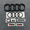 285mm Für audi Q5 2014-2019 4Ringe Logo ABS Schwarz Auto Motorhaube Frontgrill Emblem Heckklappen Emblem Q5 Aufkleber Quattro Sline Emblem