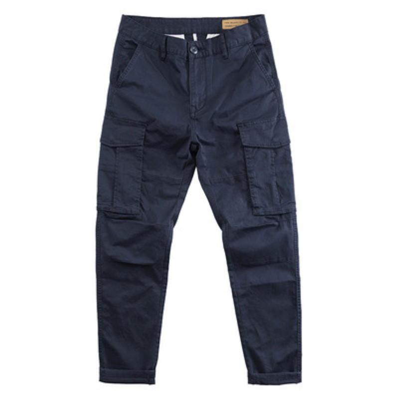 Men's Loose-Fit Straight-Leg Cargo Pants Korean Style Casual Pants with Handsome Multiple Pockets for Autumn Simple Workwear