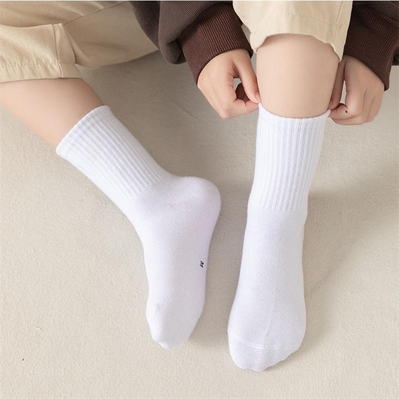 5Paare/Set 3-13 Jahre Baby Mädchen Jungen Lässige Sportsocken Einfarbig Weiche Baumwolle Vier Jahreszeiten Schulsocken Schwarz Weiß Grau Kinder Socken