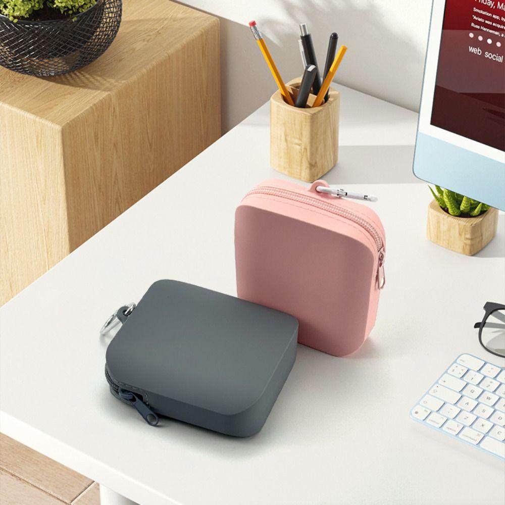 Solid Color Multifunction Storage Bag Contrast Color Small Item Bag Cute Silicone Cosmetic Bag  Men