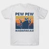 Herren Schwarzes Print-T-Shirt Katze Pew Pew Madafakas Vintage No-Cut Transferpapier Druck Baumwoll-T-Shirt