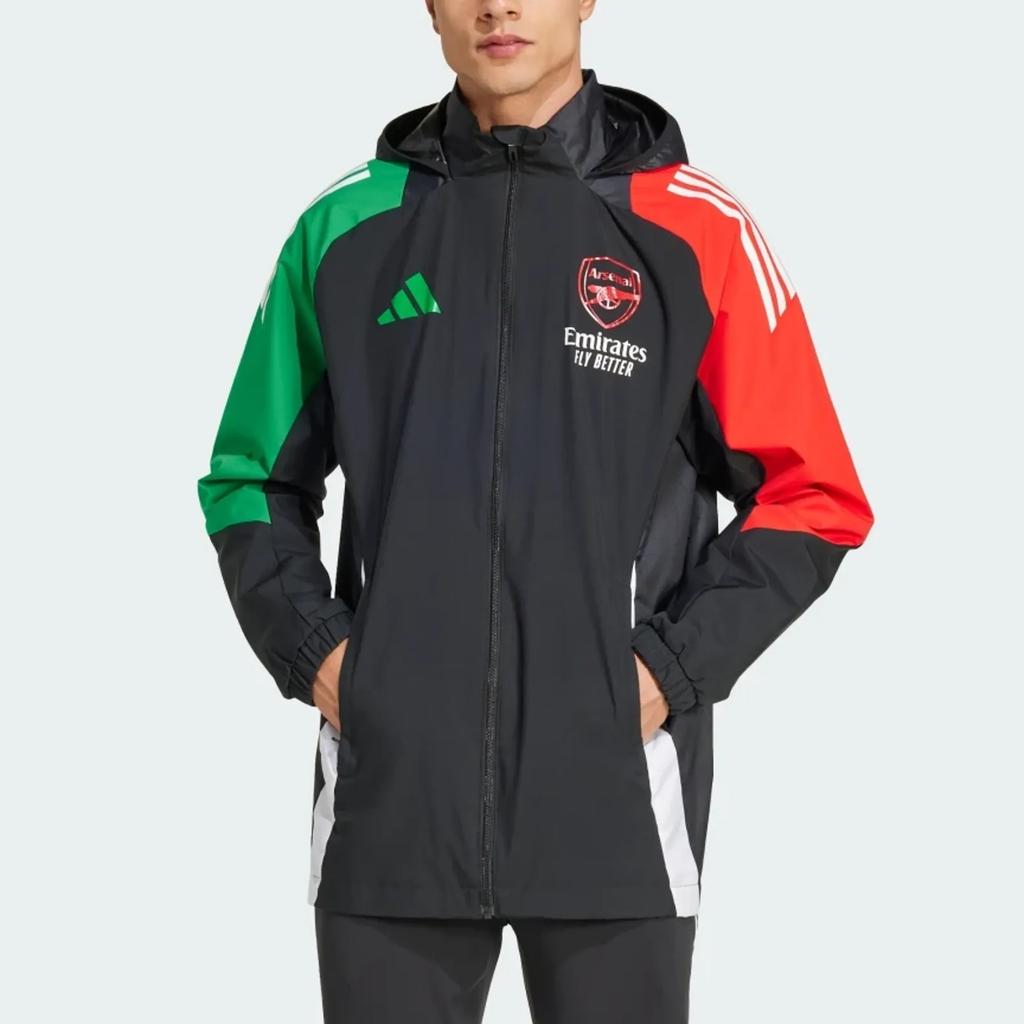 Herren Adidas Arsenal Jacken Herren Schwarz Mit Kapuze (Nicht abnehmbar) Mäßig