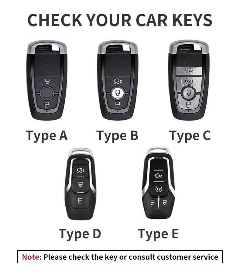 Leather Car Key Case Cover for Ford Edge Fusion Mustang Explorer F150 F250 F350 Ecosport Edge S-MAX Ranger for Lincoln Mondeo