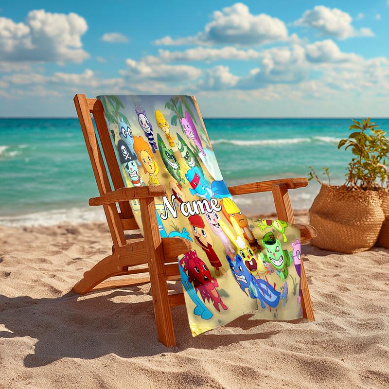 Personalized customized proof beach towel with Happy Tree Friends pattern - soft, absorbent,quick-drying,perfect swimming,camping&bathing
