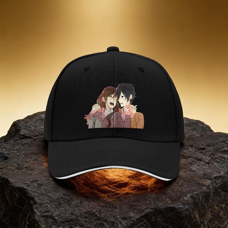 Couple Holding Hands Illustration Hat, Unisex Printed Baseball Cap Sandwich Brim Snapback Sports Cap, Suitable for Daily Commuti