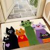 Whimsical Knitted Cat Doormat Colorful Handmade Style Kitten Pattern Soft Absorbent Mat for Farmhouse Kids Room Entrance