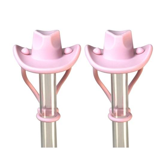 2Pcs Silicone Straw Cover, 8mm Wide Mouth Straw Cap for 30/40oz Tumbler, Cowboy Hat Shape Dustproof Plugs, Cute Drinking Straw Topper Accessories