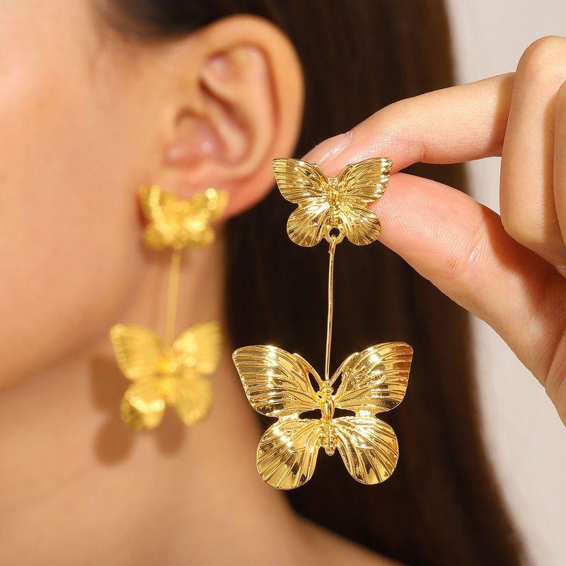 Europe and America Cross Border Retro Exaggerated Metal Lava Ruched Texture Stud Earrings Asymmetrical Geometric Earrings Earrings for Women