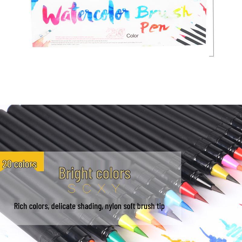 20-Color Soft Brush Watercolor and Calligraphy Pen Set for Manga and Hand-painting