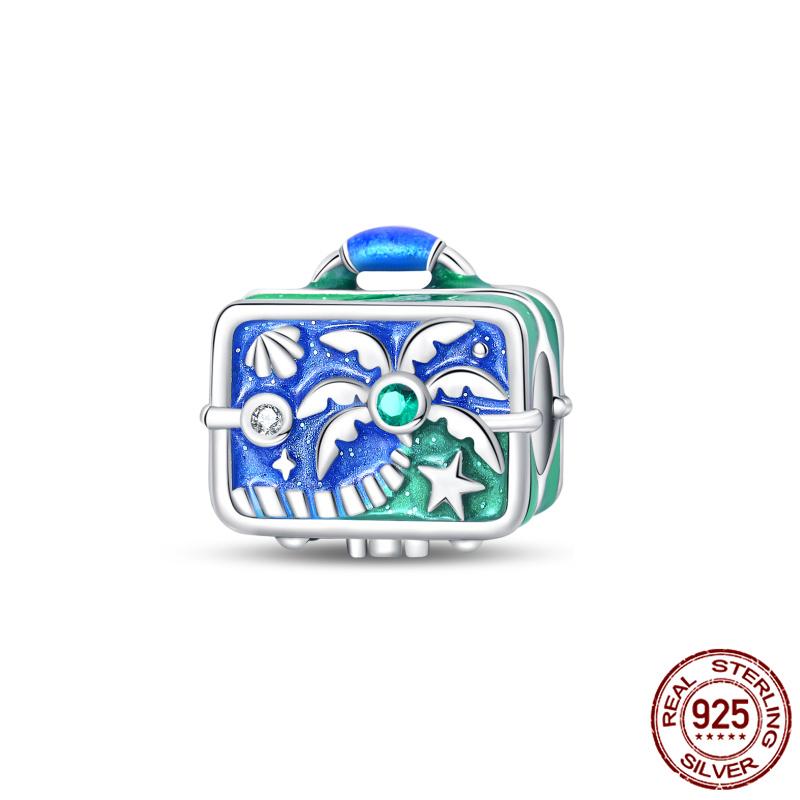 Luggage Airplane Passport Three-Piece Setcopper Charms Fitoriginal Bracelet Jewelry Making For Women Gift