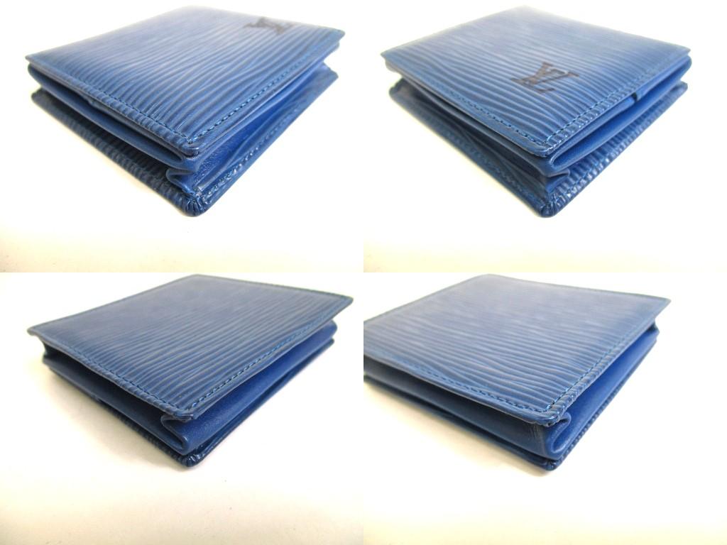 Authentic LOUIS VUITTON Epi Blue Leather Coin Purse Porto Monnaie Boite #a992 Refurbished