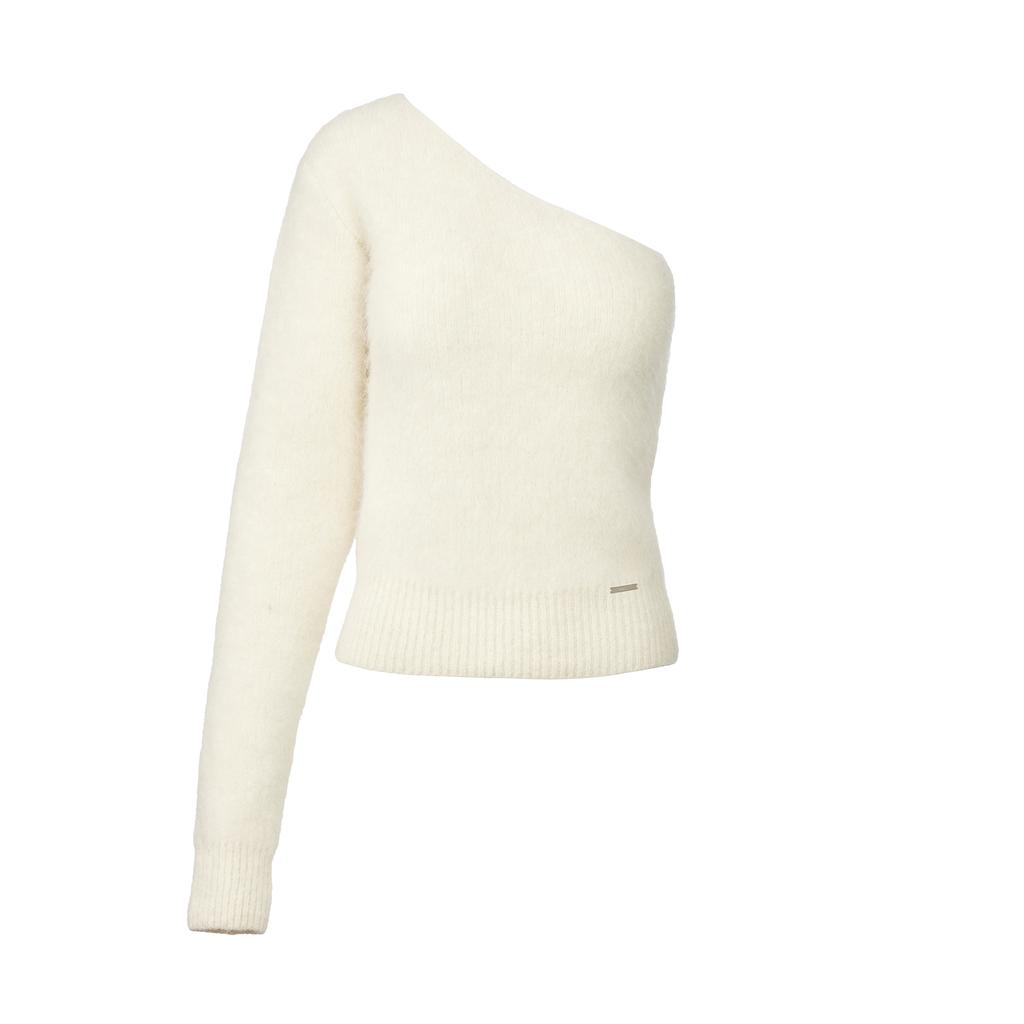 DRAE Fluffy One-Shoulder Knit_Ivory