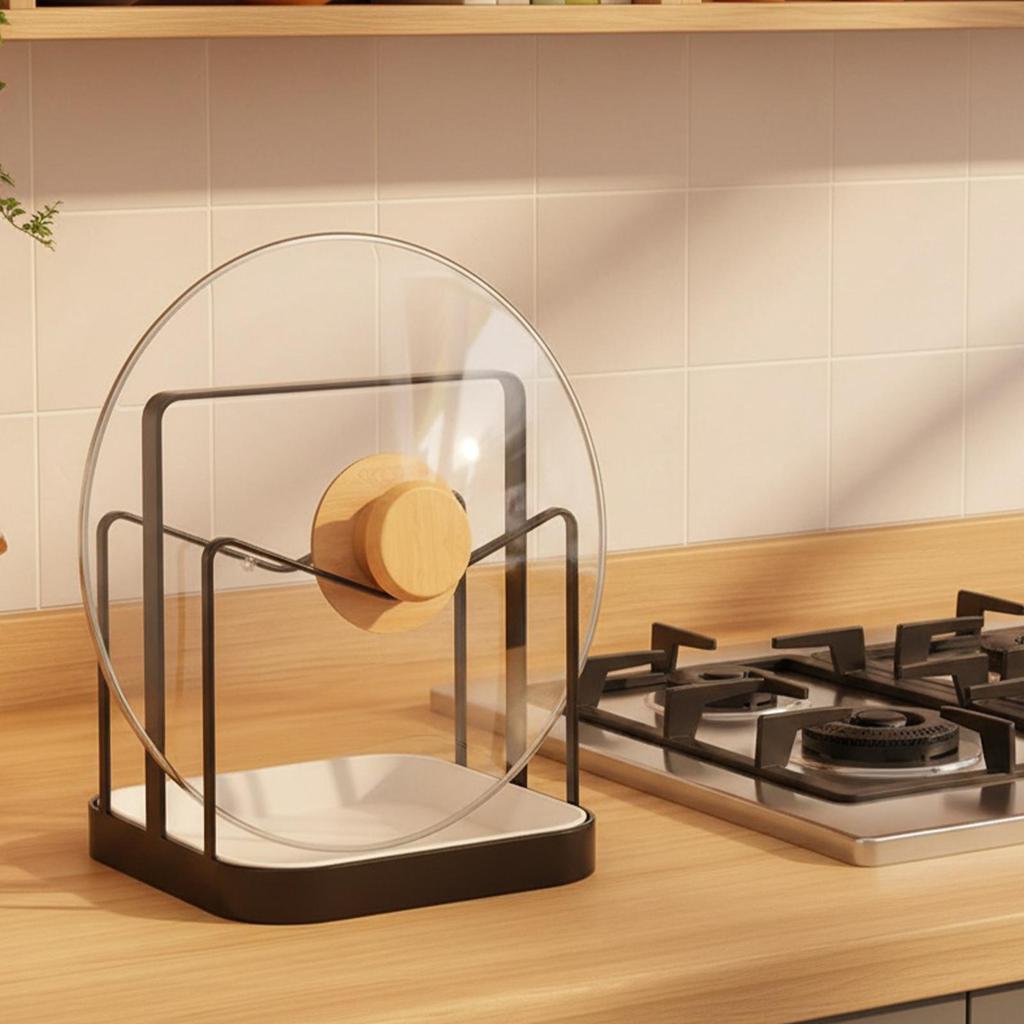 Pot Lid Holder with Removable Tray Pan Lid Holder Organizer for Countertop Kitchen Restaurant Stove Counter Cabinet Home Board
