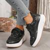 Fashion Comemore Fashion Glitter Platform Sneakers for Women Spring Lace Up Sports Shoes Woman Plus Size 43 Thick Bottom Tennis Shoes
