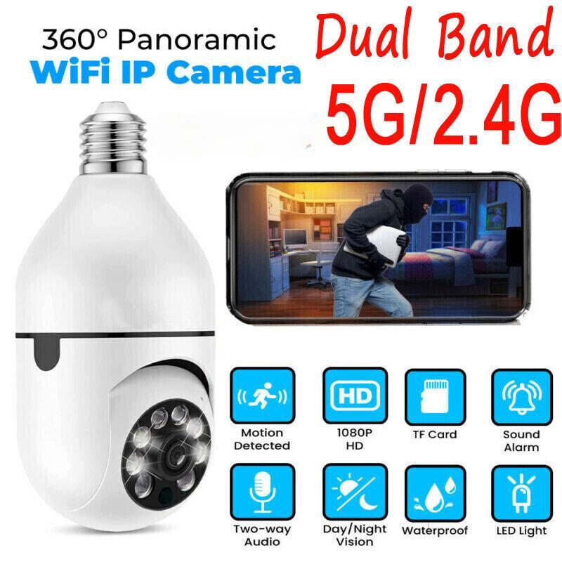 1/2/4 Pcs 2.4Ghz 5Ghz E27 Bulb Wireless Wifi Surveillance Camera Outdoor Night Vision Automatic Tracking 4X Digital Zoom Video Security Camera