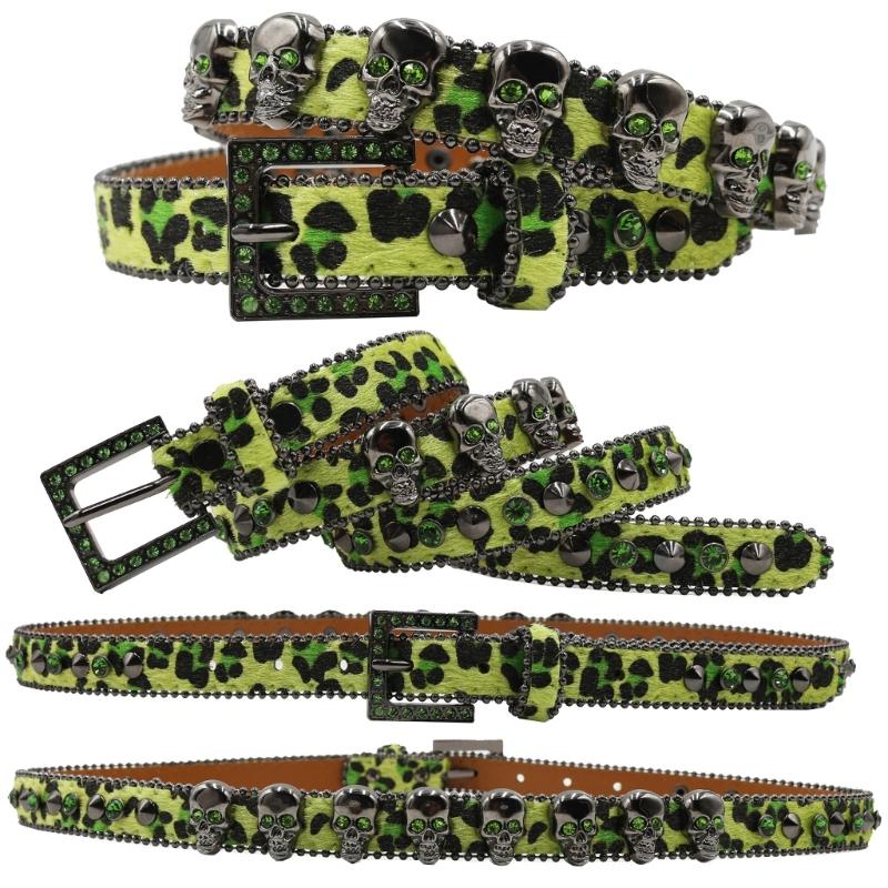 Trendy Waist Belt Studded Rhinestones Crystal for Street Dance Rivets Belt Livehouse Punk Waist Chain Skull Buckle