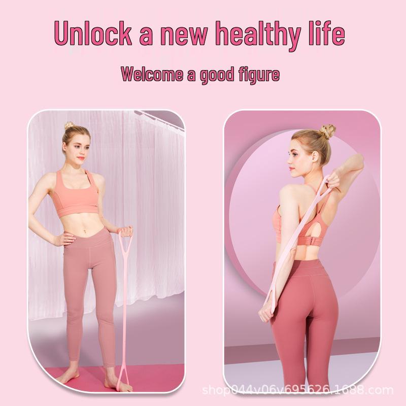 Yoga Shaping 8-Shape Resistance Band for Shoulder and Back Stretching Pink 8-shaped Band