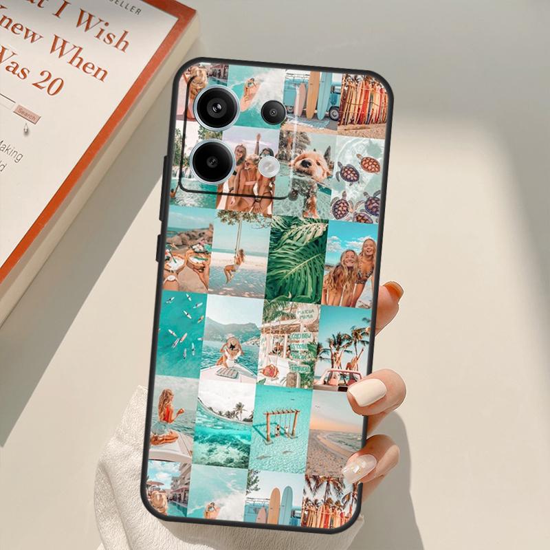 Surf Beachy Blue Summer Collage Funda For Xiaomi Redmi Note 14 13 10 11 12 15 Pro Plus Case For Redmi 15 14C 12C 10C 13C 15C