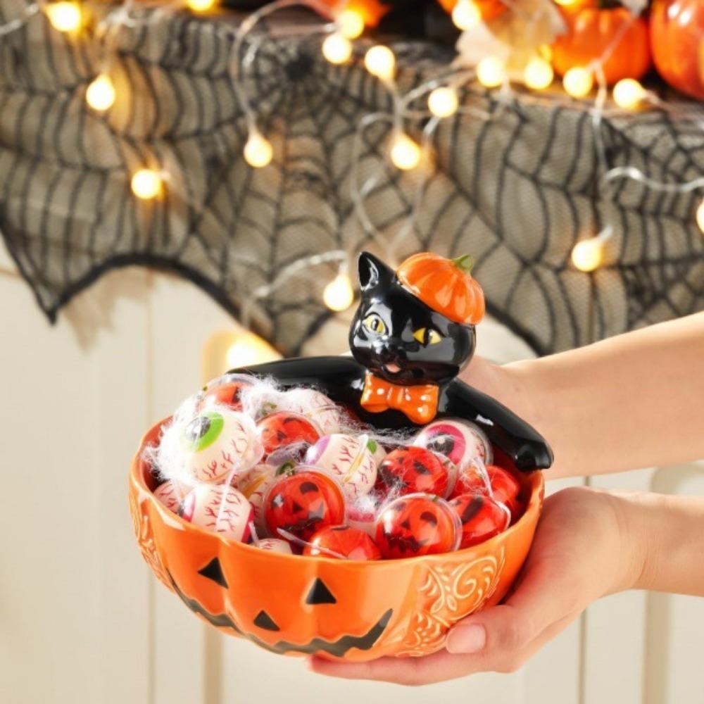 Black Cat Candy Plate Halloween Candy Bowl Home Holiday Party Snacks Storage Bowl Dessert & Bread Plates Tableware
