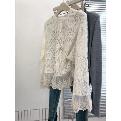 Krajkové dámské tričko s dlouhým rukávem, prémiové, lehce luxusní, omlazující a stylové, nový design, niche top