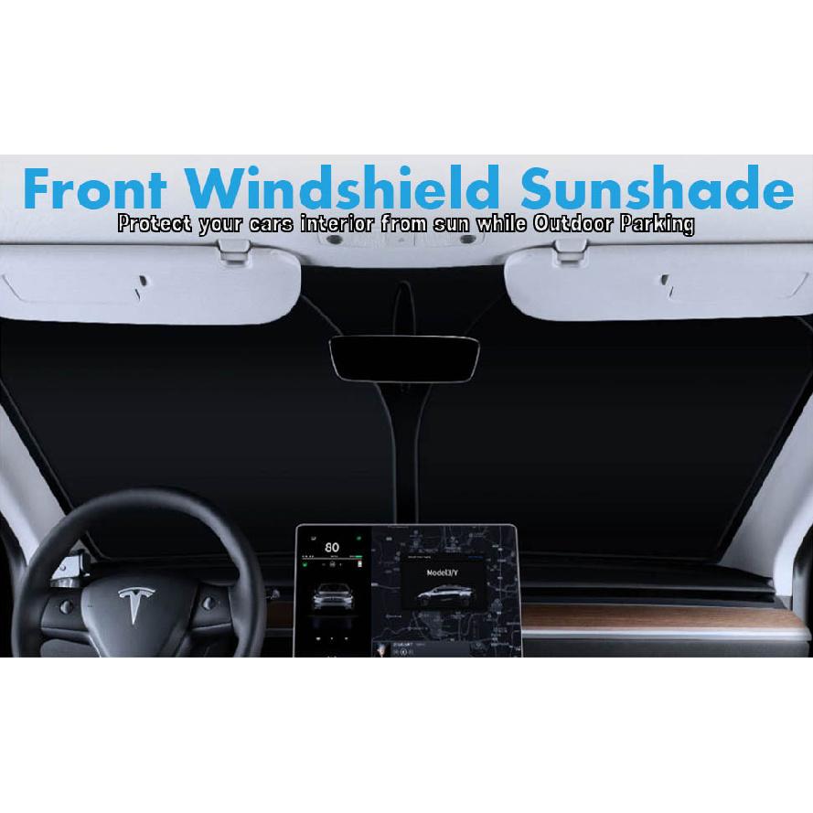 Sunroof Sunshades For Tesla Model 3 Y Juniper Highland 2020-2026 2025 Ice Cloth Buckle Front Rear Skylight Glass Roof Sun ShadeWindshield Sunshades 1