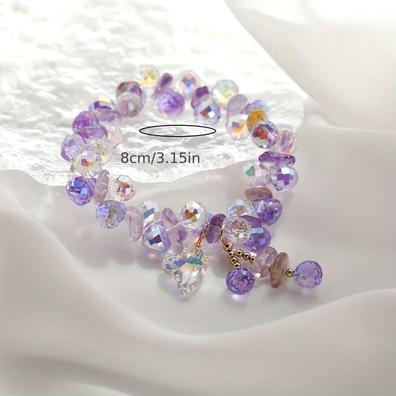 Elegant Synthetic Crystal Bracelet with Heart Pendant, Sparkling Luxury Design, Non-plated Artificial Crystal, Perfect for Daily and Party Wear.
