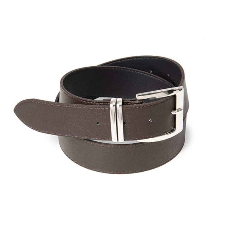 Halden (W) Wide Silver Two Line Fake Leather Belt (T029_brown)