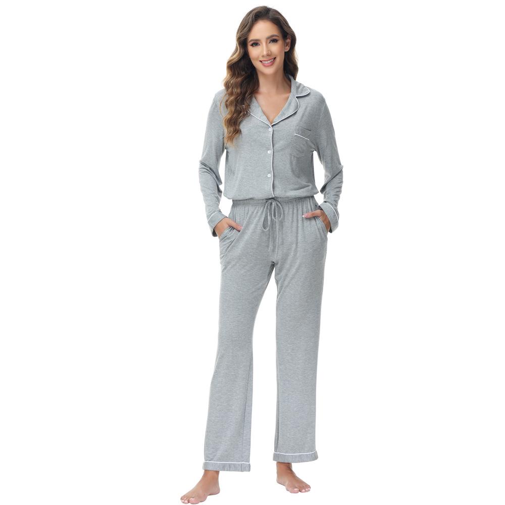 Women's 2025 Spring/Summer Modal Pajama Set - Long Sleeve Cardigan, Two-Piece Homewear