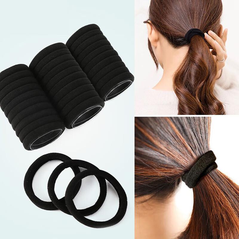 100-Piece Seamless Hair Ties, Black, Elastic Hair Bands, High Elasticity Rubber Bands for Ponytails and Hair Updo