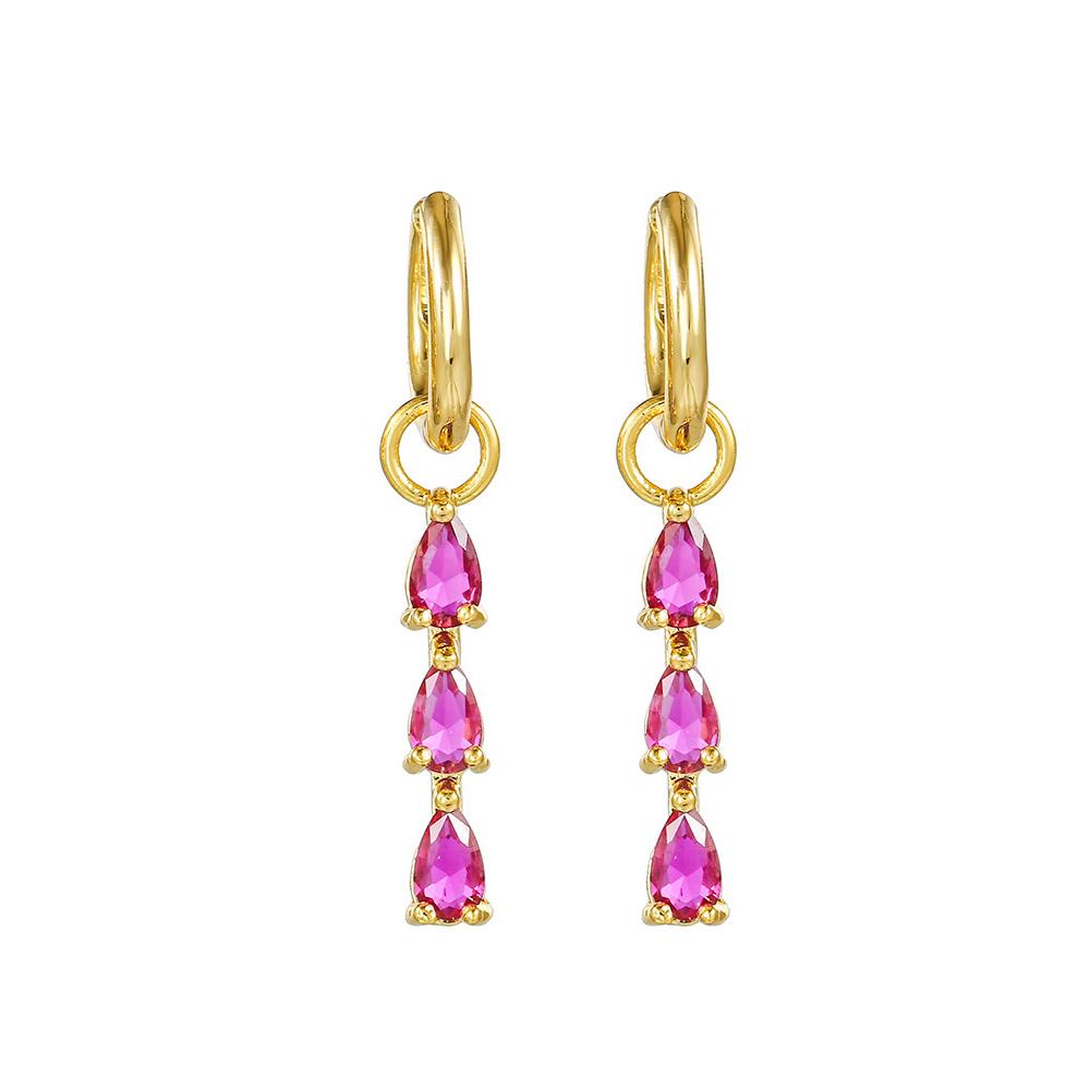 Luxury Geometric Multicolor Zircon Crystal Water Drop Earring Stainless Steel Flowers Pendant Earrings Fashion Wedding Jewelry