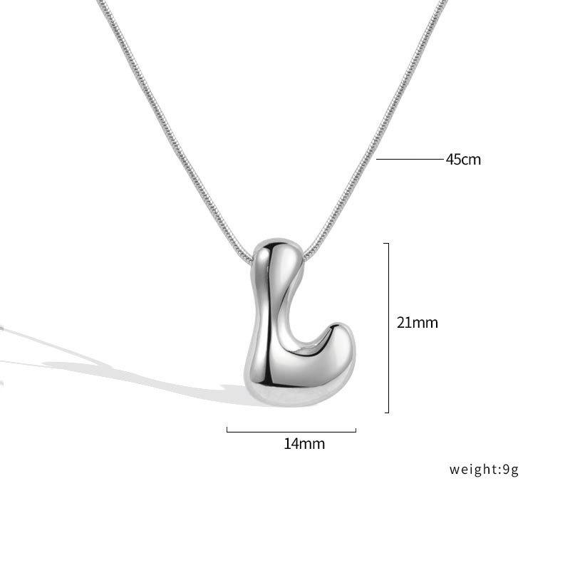 VENTFILLE 925 Sterling Silver 26 Letters Necklace For Women Gift Smooth Cute Balloon Jewelry Accessories Dropshipping Wholesale