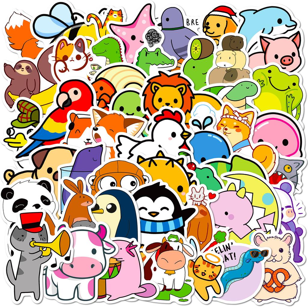 50 Cute Animal Stickers Hand-painted Graffiti Stickers Decorative Guitar Notebook Suitcase DIY Waterproof