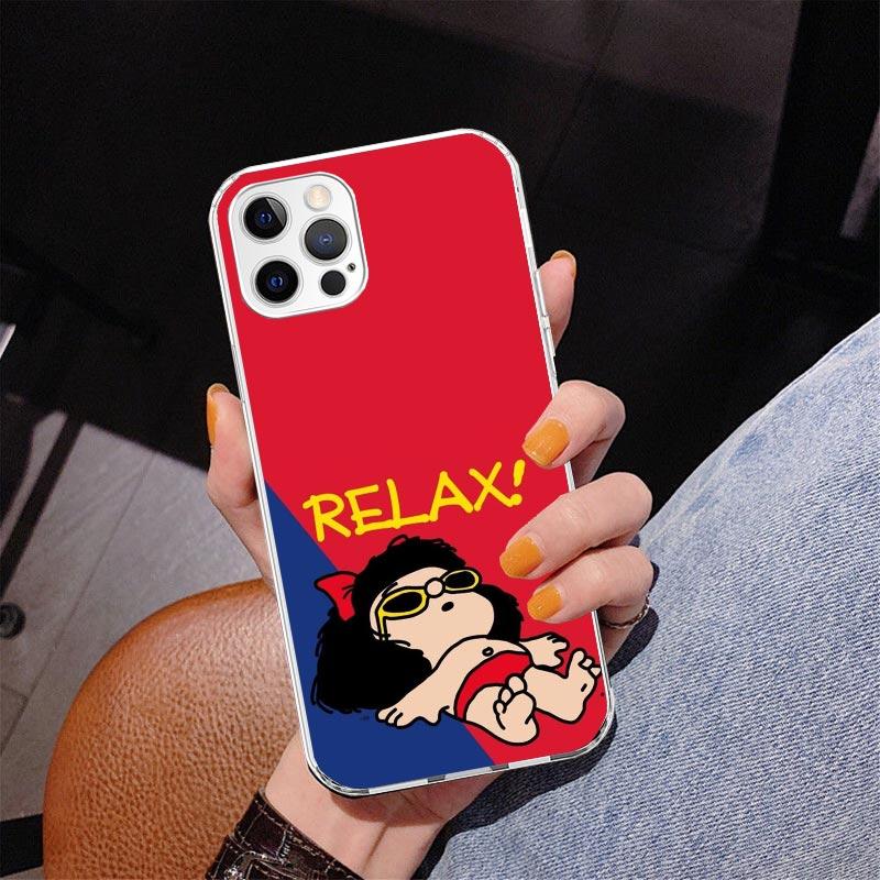 Cartoon Cute Mafalda Phone Case For iPhone 13 12 Mini 11 Pro Max XS XR X SE 7 8 Plus 5S 5 6S 6 Gift Print Cover Fundas