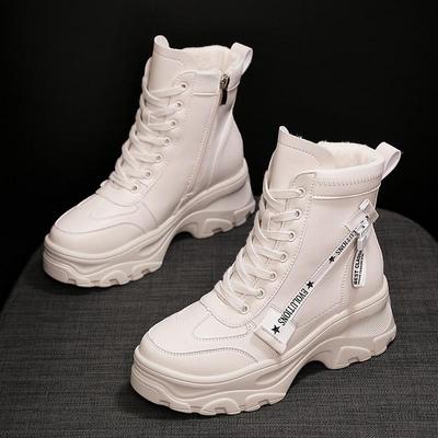 Ladies Casual Single Boots Outdoor Sports High-top Shoes Autumn and Winter New Thick-soled Inner High-heeled Ankle Boots