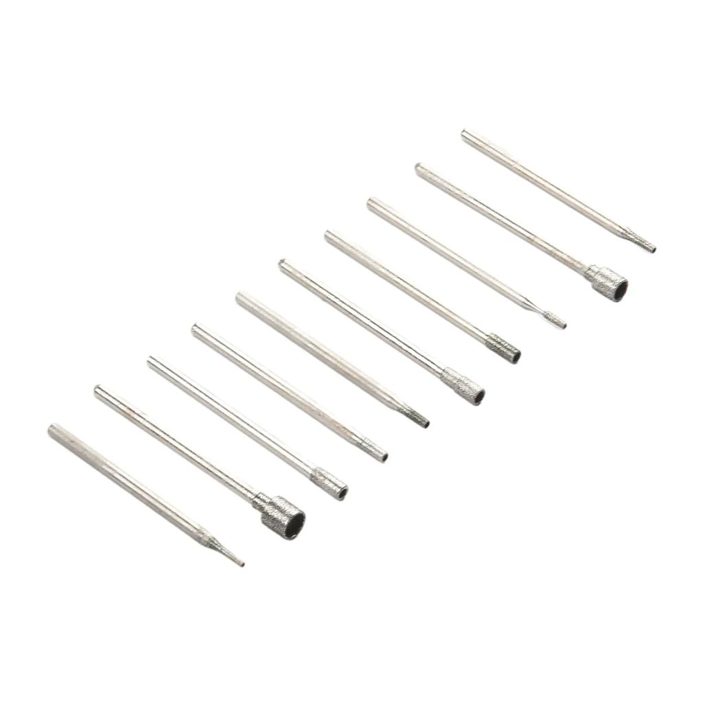 Sliphuvud Diamantstift Kärna 0,8-5mm 42-45mm Längd Diamant Elektropläterad Silver Gravering Diamantgraveringshuvud
